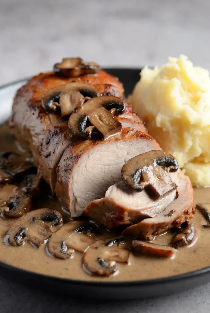 Creamy Dijon Mushroom Pork Tenderloin