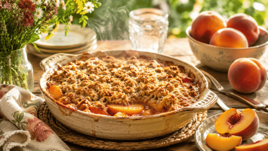 peach crisp with fresh peaches